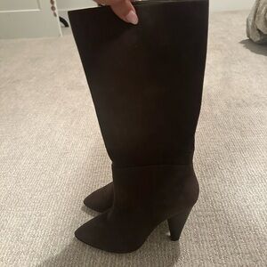 Something Navy Dark Brown Heeled Boots